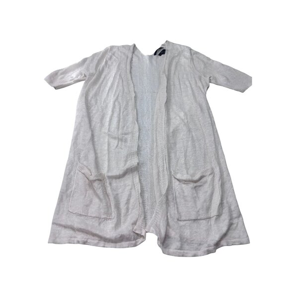 Tahari Womens Open Front Lightweight Linen Cardigan With Pockets Short Sleeves S - Picture 6 of 11